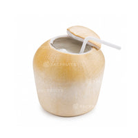 Pre-opened Fresh Coconut wrapped in plastic for SKC Fruits Singapore
