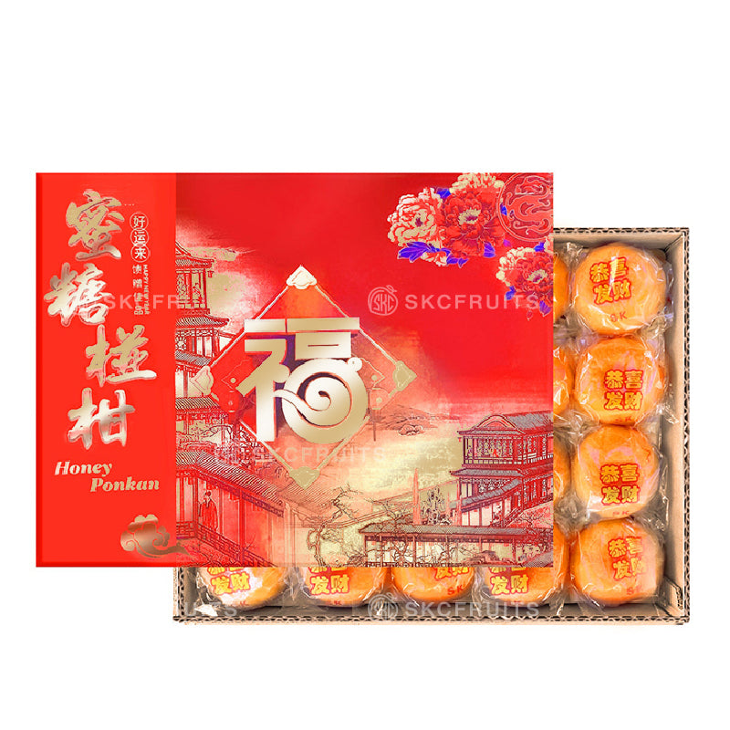 Close-up of Premium Honey Ponkan Orange 蜜糖椪柑 showing sweet juicy citrus flesh
