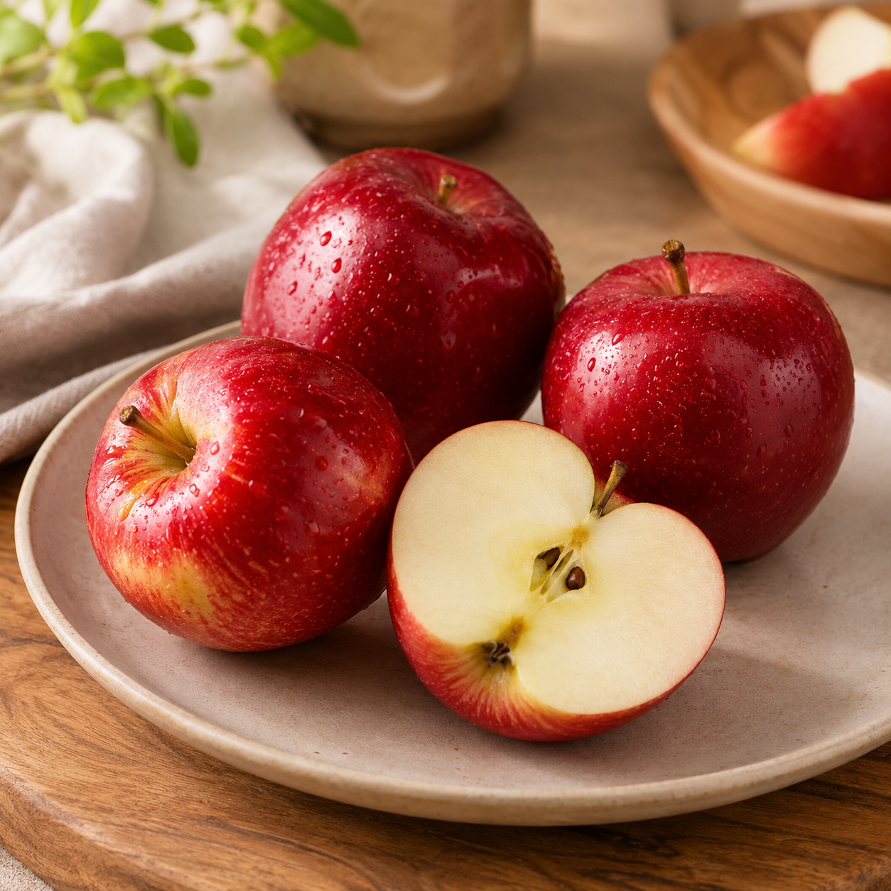 Premium sweet French red apples for fresh eating and fruit platters
