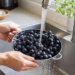 Purple fruit platter with Adora Seedless black grapes
