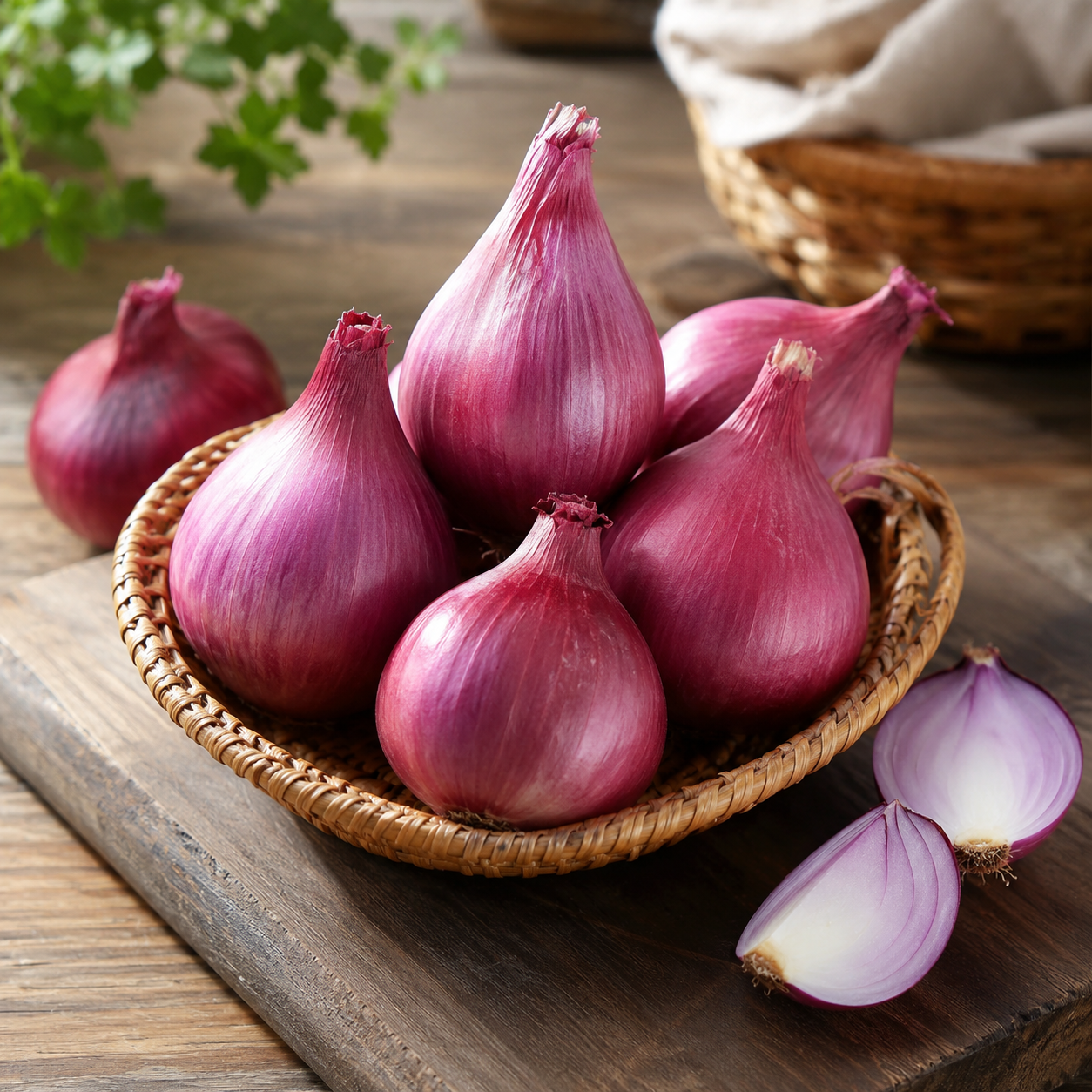 Purple onion and red onion style small shallots for sambal curries and stir-fries