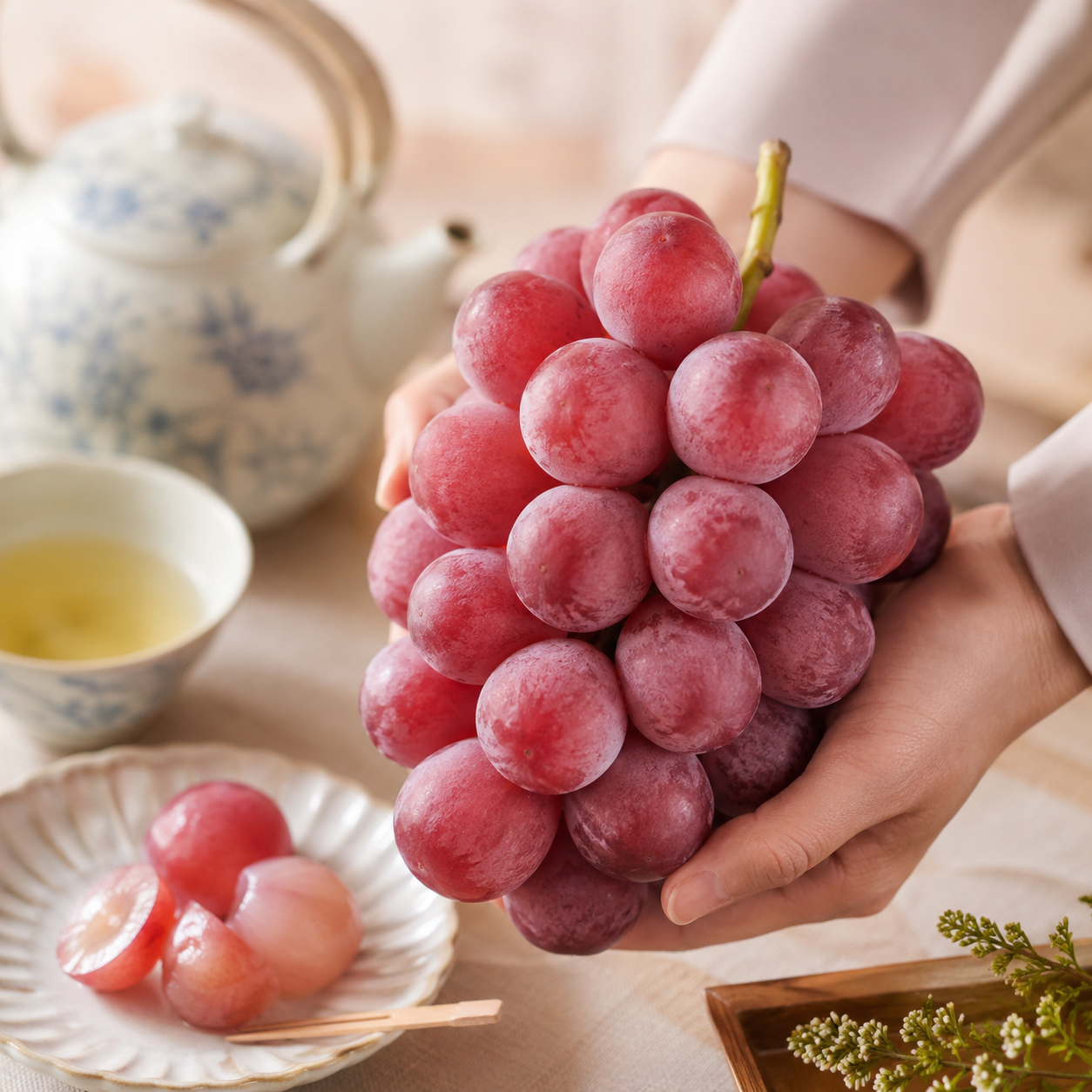 Nina grapes with sweet juicy red grape flesh
