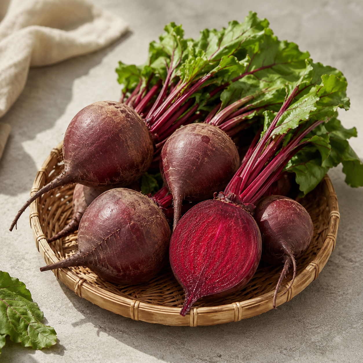 Raw beetroot salad ingredient with earthy sweet flavour