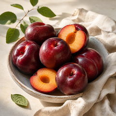 Sweet red honey plum with natural waxy bloom