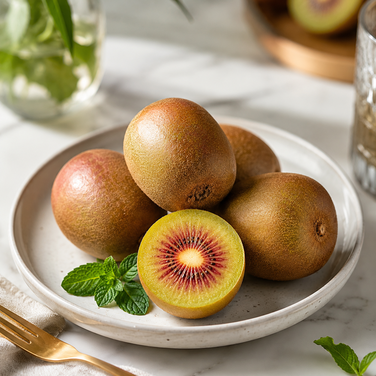 Red kiwifruit with pink ruby centre for fruit platters