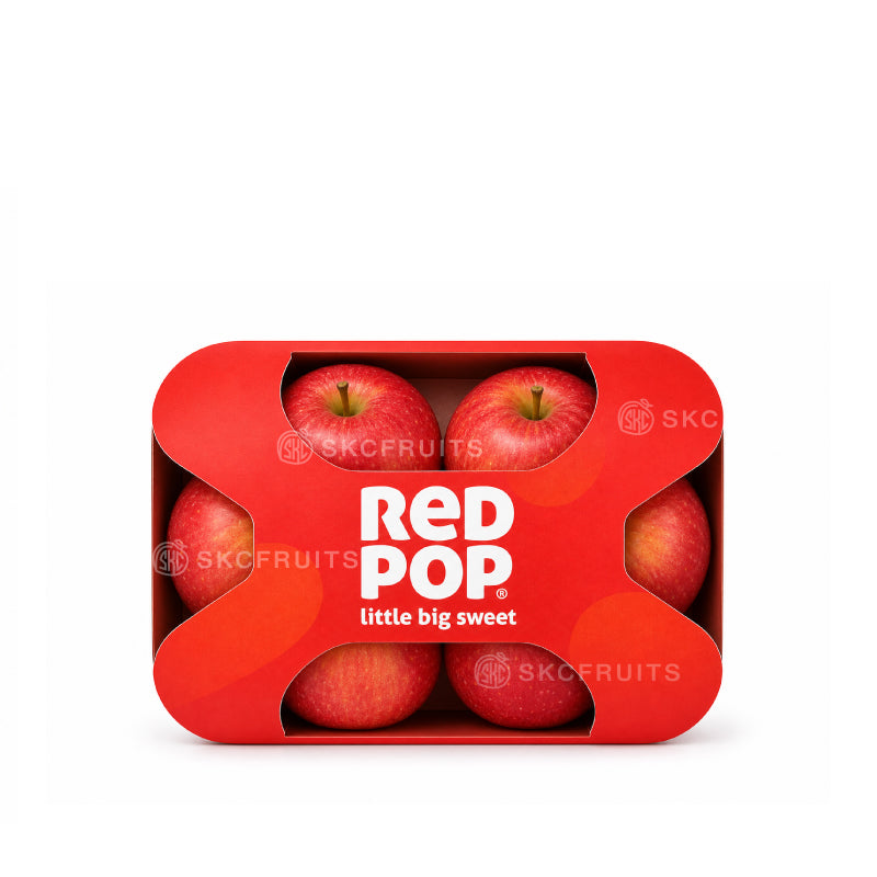 Fresh Red Pop apple with glossy red-blushed skin and crisp texture
