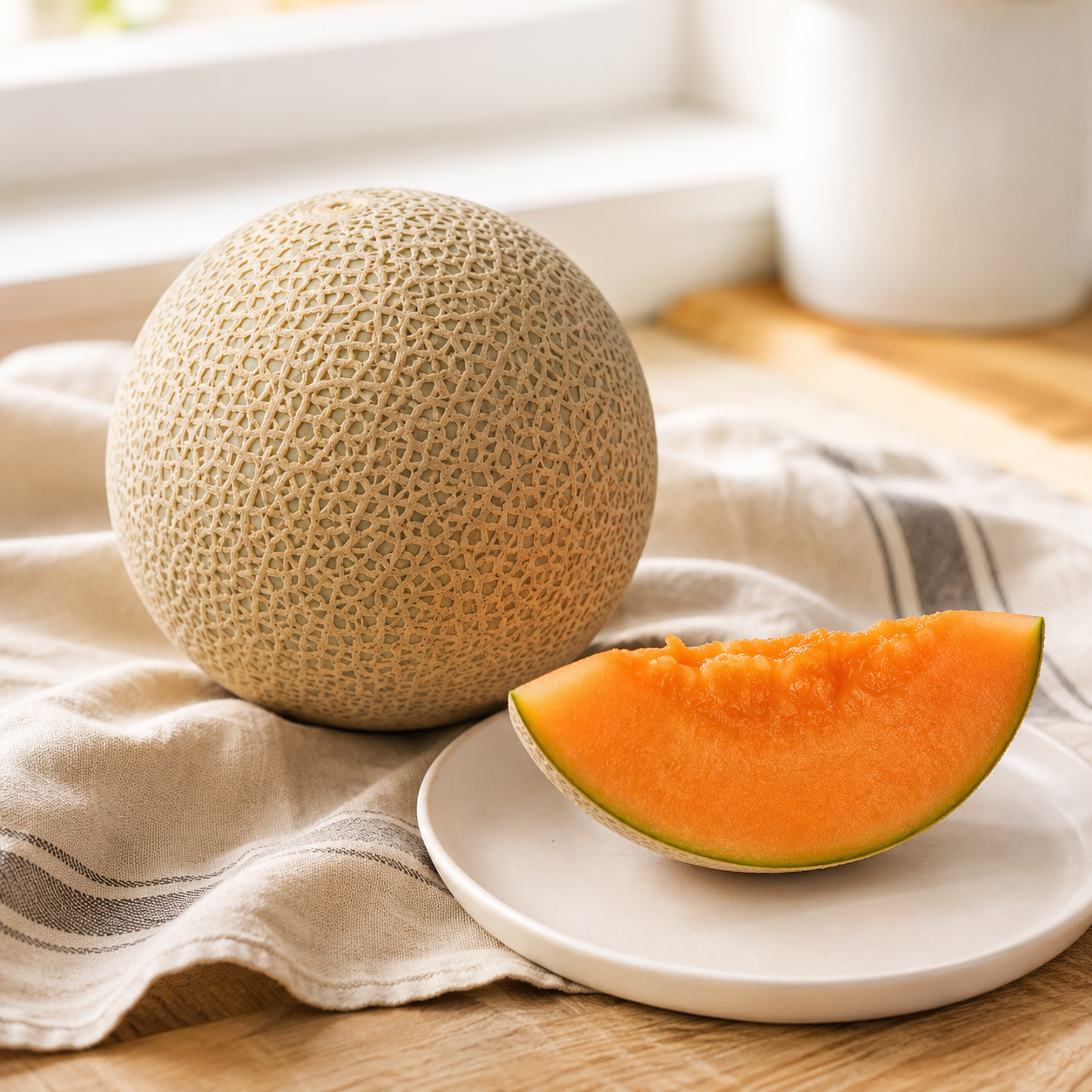 Rock melon and honeydew fruit platter with fresh melon slices