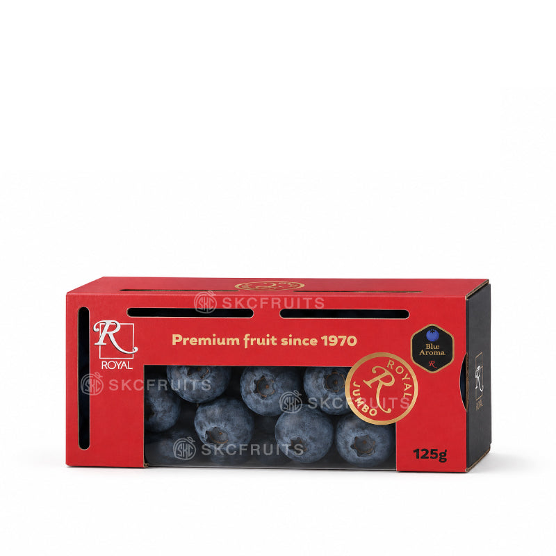 Royal Blu-aroma Jumbo Blueberries packshot for SKC Fruits Singapore
