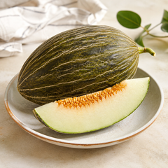 Santa Claus melon with refreshing green melon flesh and seeds