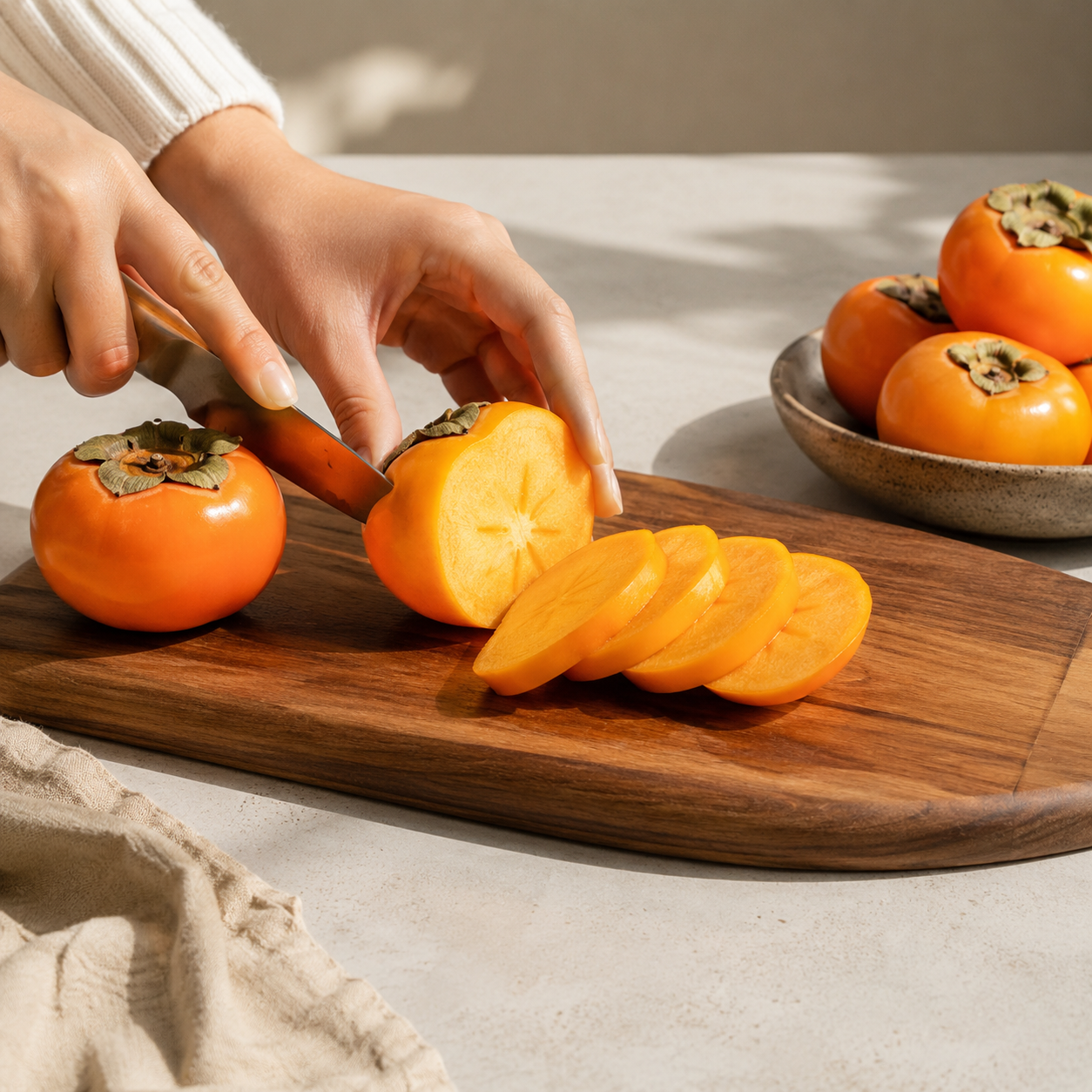 Imported Sharon persimmon also known as kaki persimmon and persimmon fruit