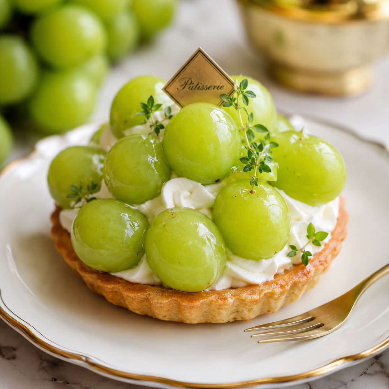 Shine Muscat grapes served on a fresh fruit platter