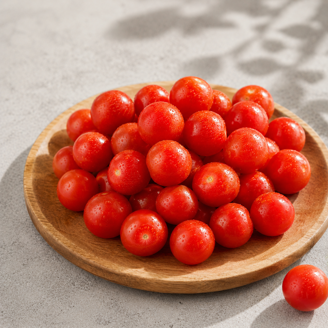 Shiny tomato with juicy bite and balanced sweet tangy flavour