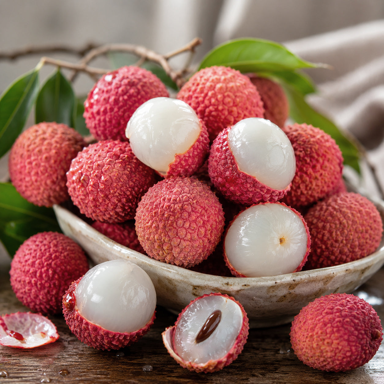 Small seed lychee fruit for platters desserts and drinks