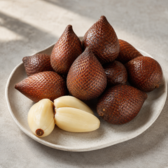 Buah salak with cream flesh and hard centre seed