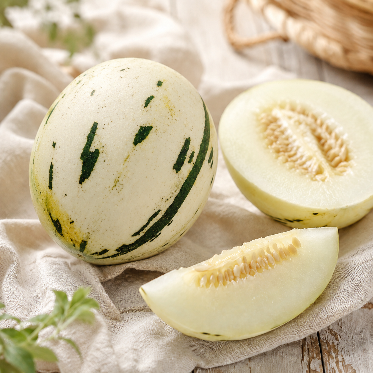 Snowball Melon style white flesh with honeyed melon sweetness