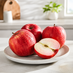 Cut Sobaeksan Enbu Apple showing peach-like flesh tone