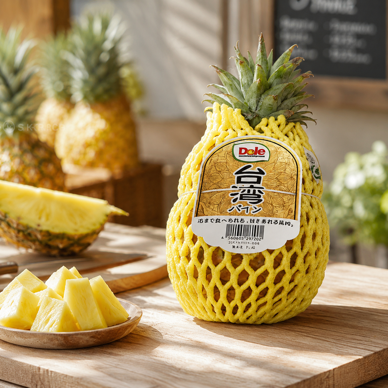 Taiwan Golden Diamond pineapple with juicy golden flesh and tropical aroma