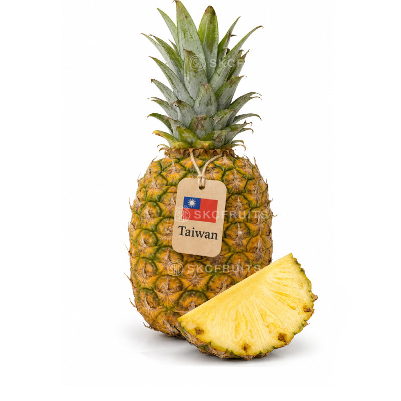 Sliced Taiwan Pineapple showing juicy sweet yellow flesh
