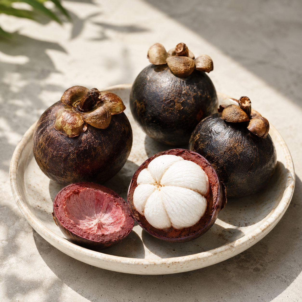 Thai manggis mangostino fruit with sweet tangy tropical flavour