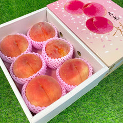 Six piece Tsuki Usagi Japanese white peach box from Nagano Japan