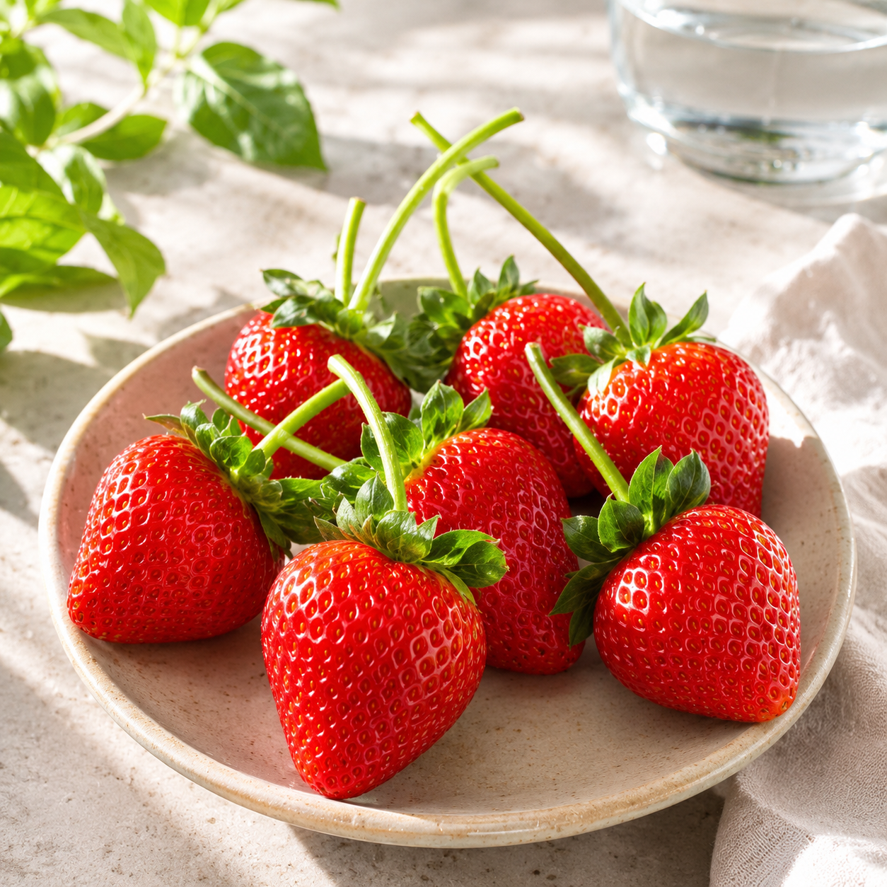 USA Long Stem Strawberries with elegant green stems
Long stem strawberries for gifting and chocolate dipping