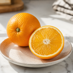 Fresh Valencia orange juice prepared from juicy oranges