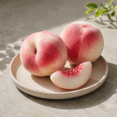 White peaches season fruit with tender juicy flesh