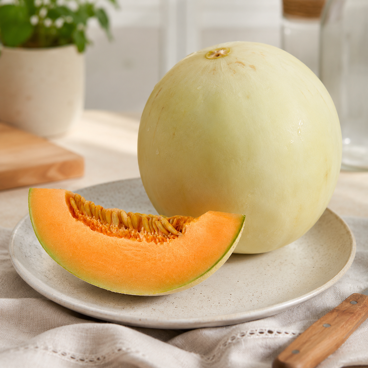 yellow candy melon with smooth skin and refreshing taste