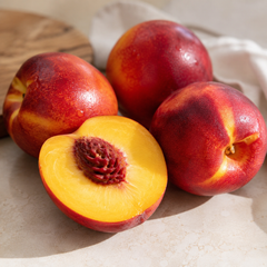 Yellow Nectarine fruit platter with fresh sliced stone fruit