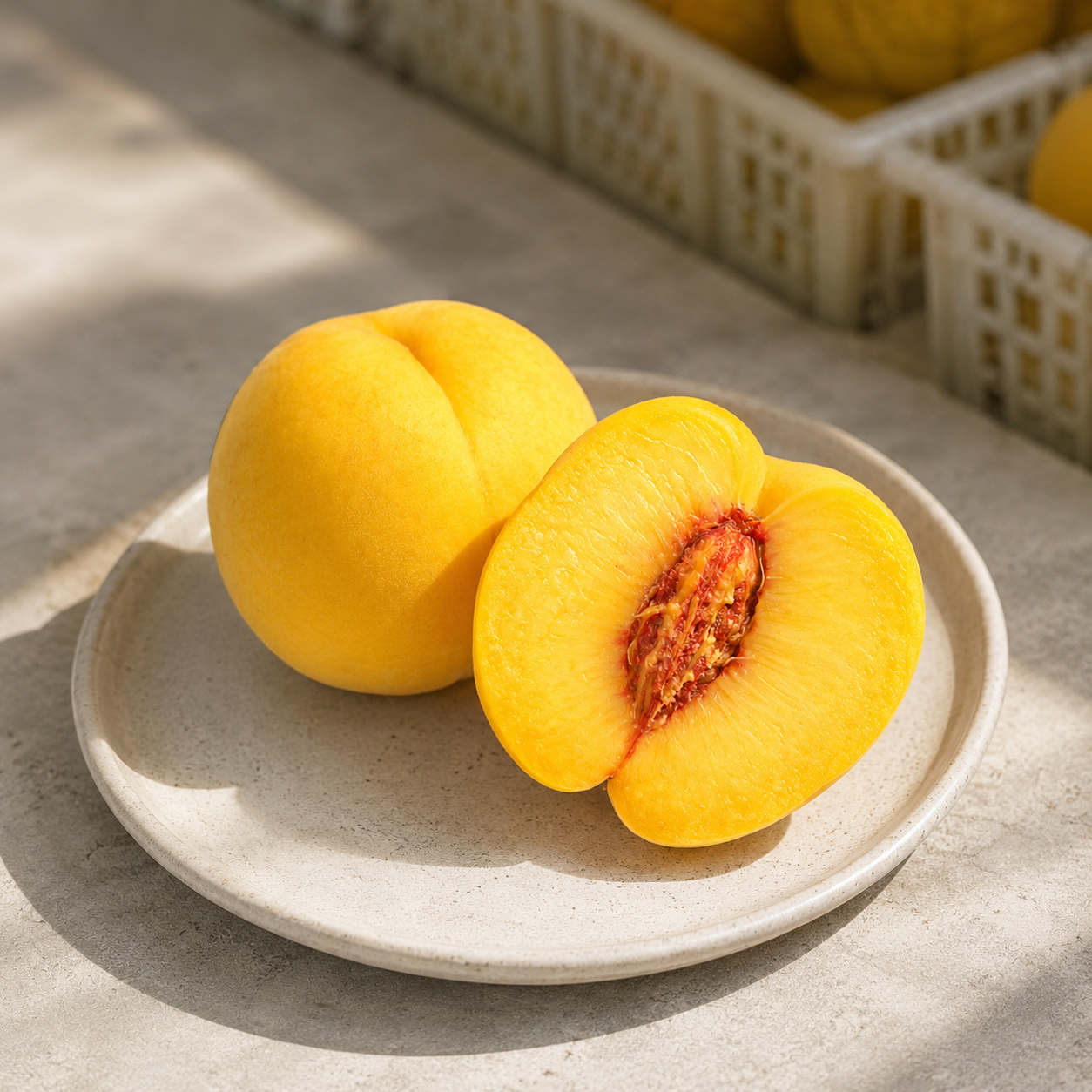Imported yellow peach fruit suitable for fresh eating and desserts
