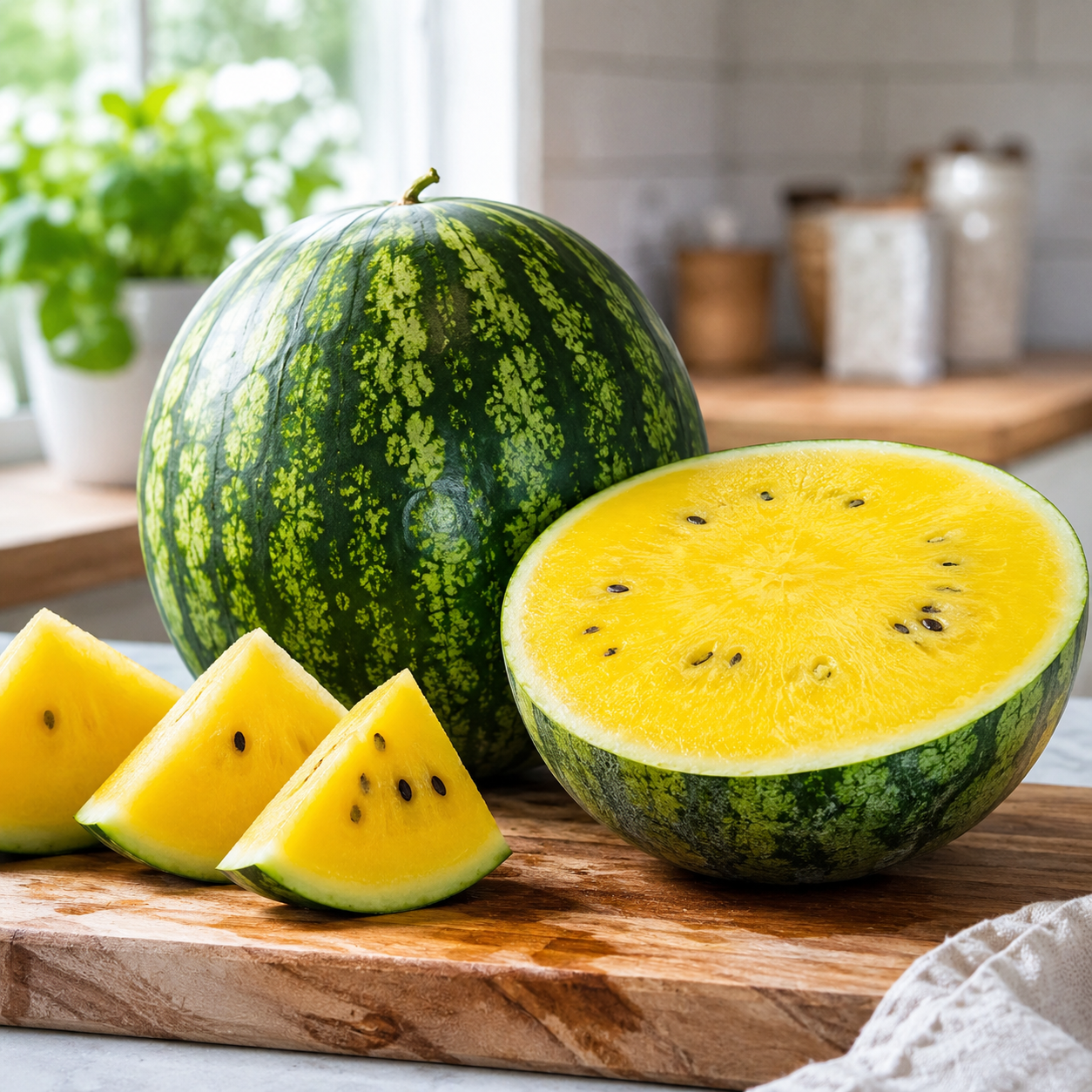 Yellow watermelon juice made with sweet watermelon from Malaysia