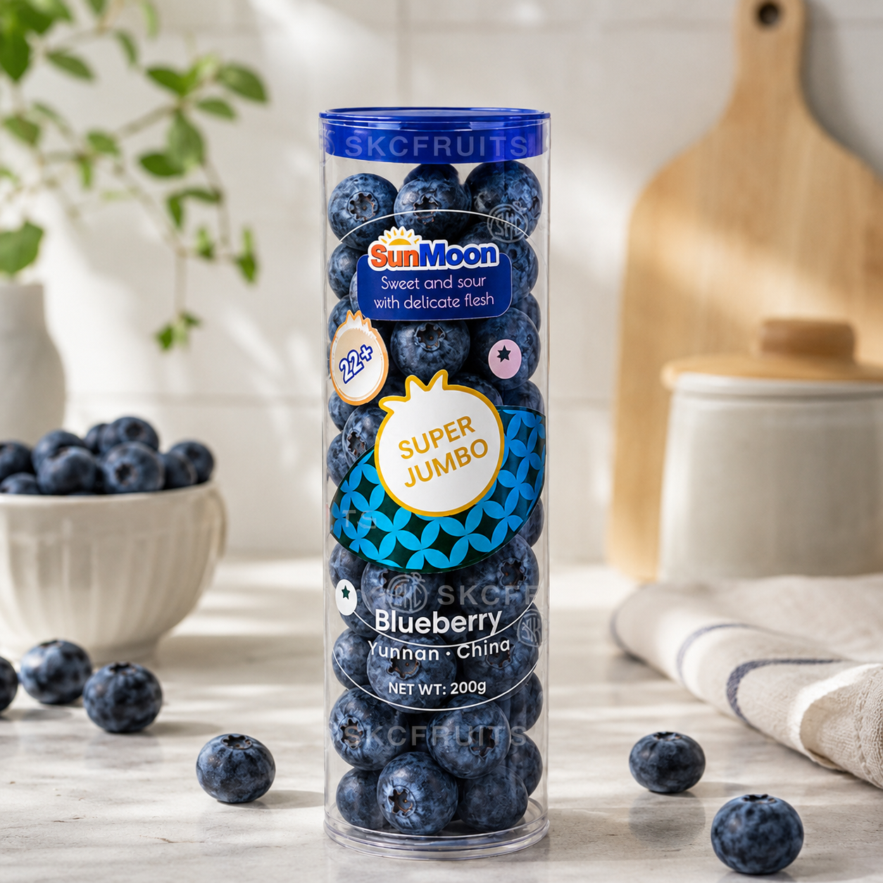 Yunnan Super Jumbo Blueberry tube pack for SKC Fruits Singapore

