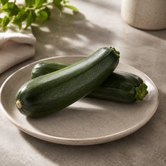 Zucchini noodles made from fresh green zucchini for light meals