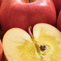 Zoomed in of cut juicy sun fuji apple from Japan