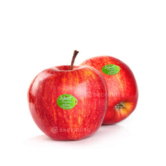 French Organic Juliet apples with red stripes and juicy white flesh
