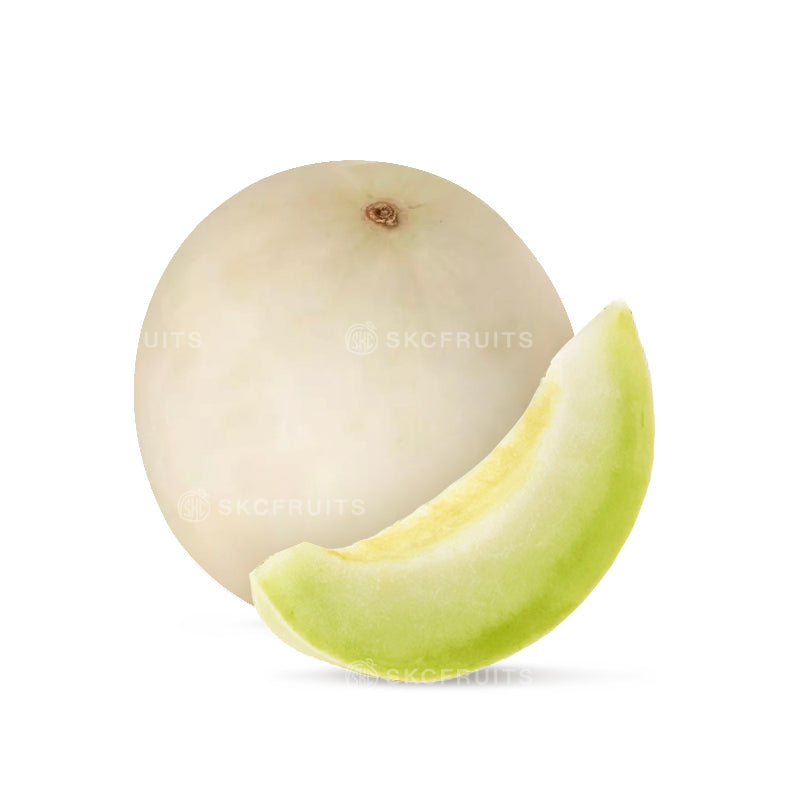 Fresh honeydew melon in Singapore with smooth pale green skin