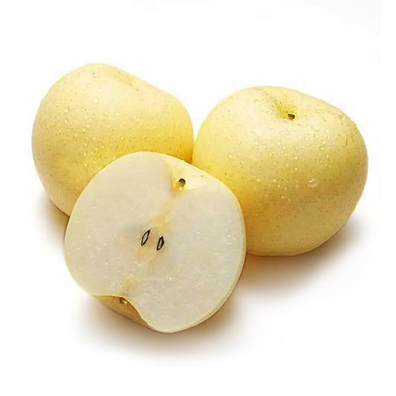 Gold Nijisseiki pear with pale yellow skin and crisp juicy flesh