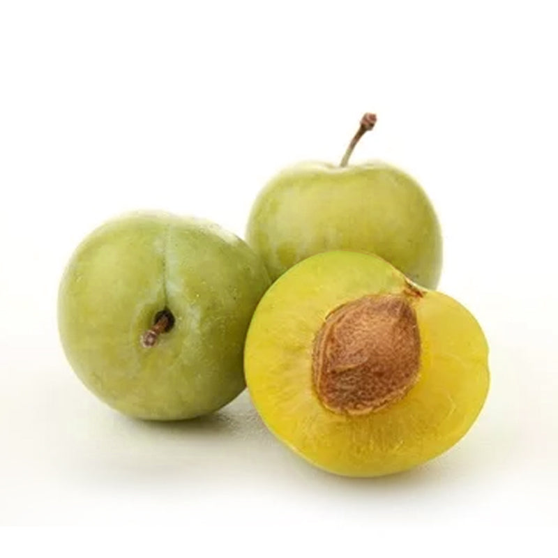 Green plum with crunchy texture and sweet tangy flavour