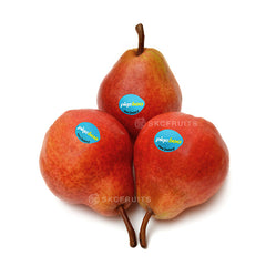 Imported Piqa Boo Pear with bright red skin and crisp white flesh