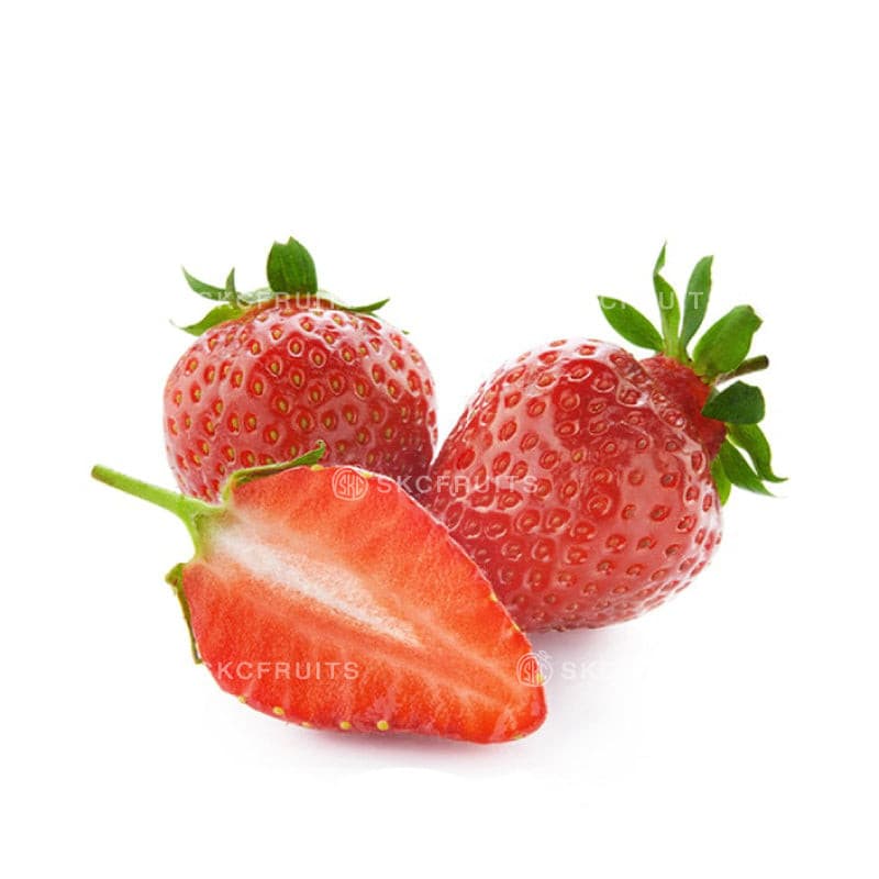 Imported red strawberries with bright colour and juicy texture