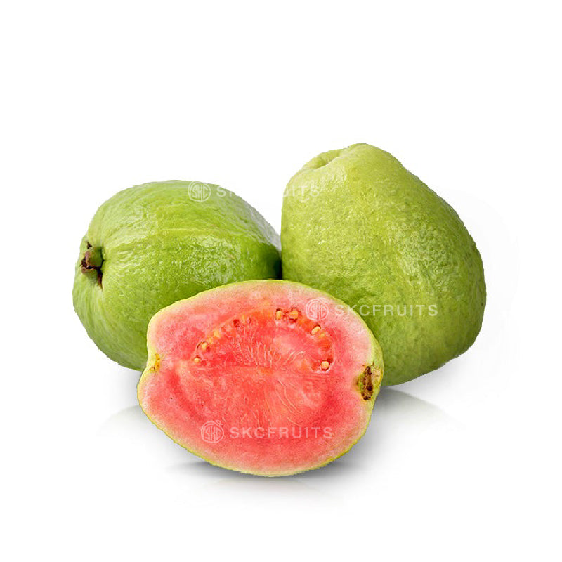 Fresh Pink Taiwan Guava in Singapore with green skin