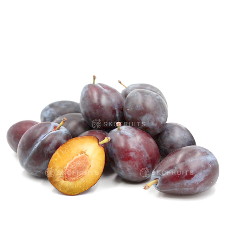Prune fruit also known as fresh prune-style plum Fresh prune plums suitable for snacking baking jams and drying