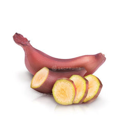 Ripe red banana with reddish purple skin